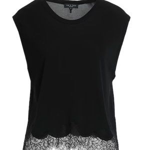 Rag & Bone Crop Muscle Tank with Black Lace Trim